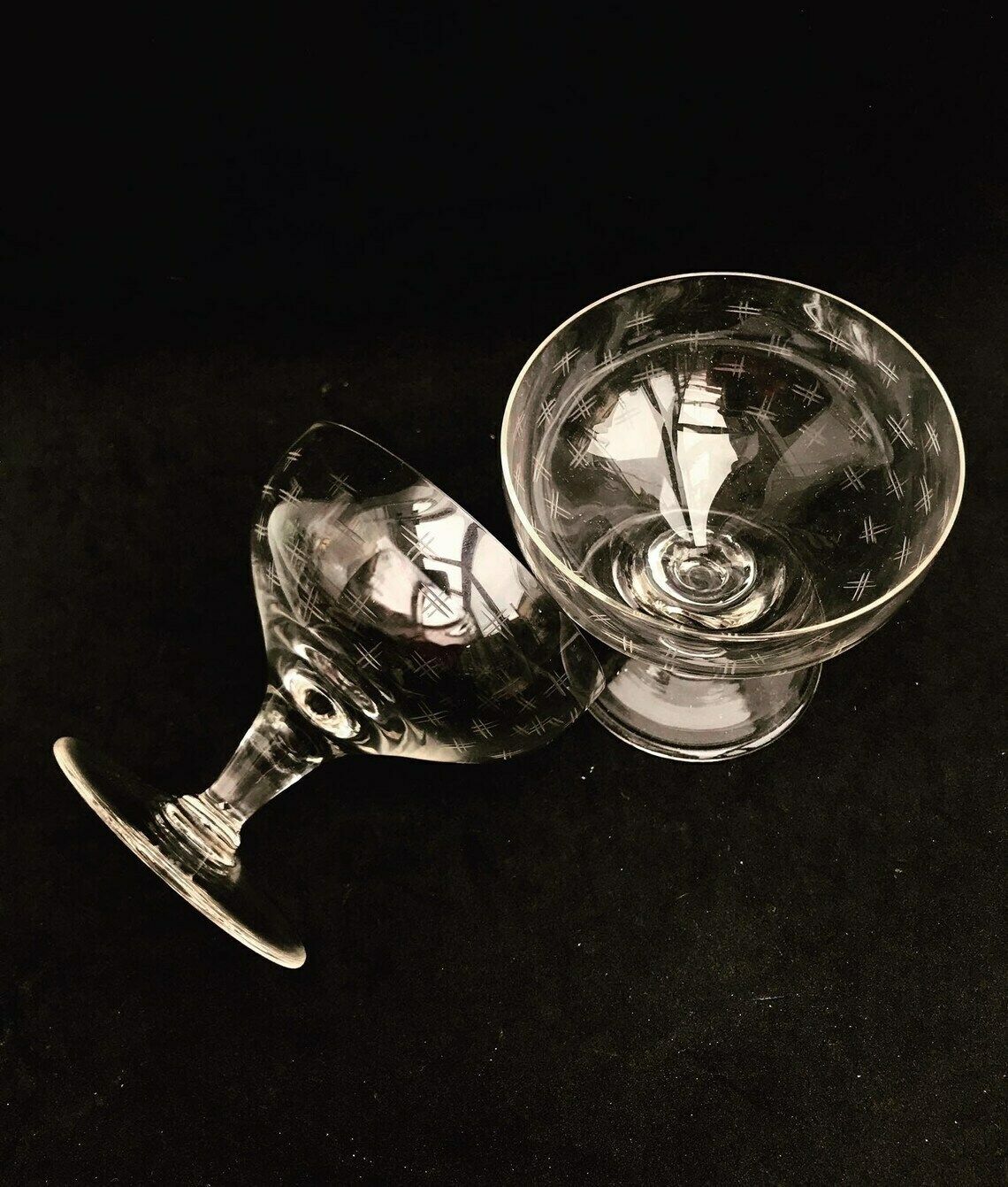 2 Antique Champagne Coupes Glasses Crystal Cut Coupes 1920s French Set 2 Stem Bar Cart Decor Wedding Bartender Cocktail Glasses Gift photo furniture
