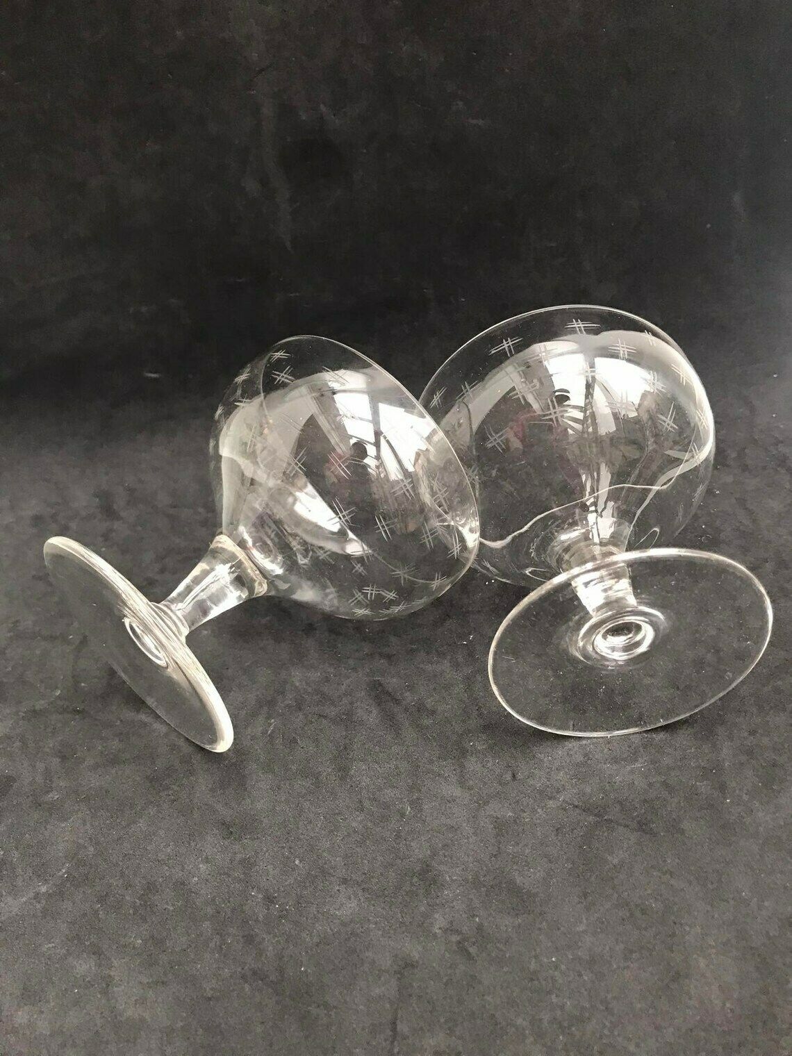 2 Antique Champagne Coupes Glasses Crystal Cut Coupes 1920s French Set 2 Stem Bar Cart Decor Wedding Bartender Cocktail Glasses Gift photo Home Decor