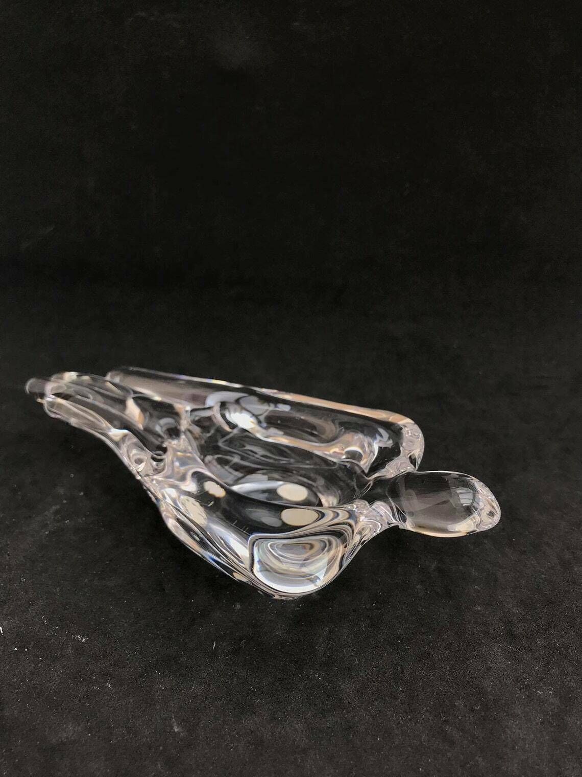 Ashtray Paperweight Bowl Bird Shaped Heavy Crystal Cigar Ashtray By Art Vannes France Art Glass Dove Clear Gift For Her Wedding Gift photo 122.0