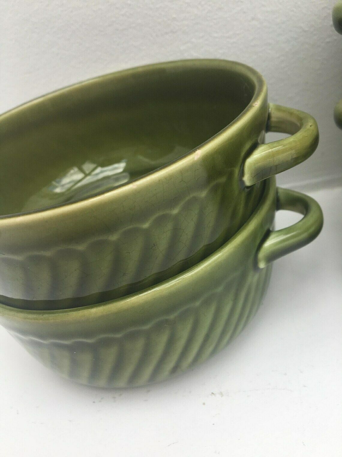 Groene Soepkommen Servies Boch, België – Trianon Met Handvatten – La Louvière, België – Trianon Model Groen Servies, Belgisch Aardewerk photo Woonaccessoires