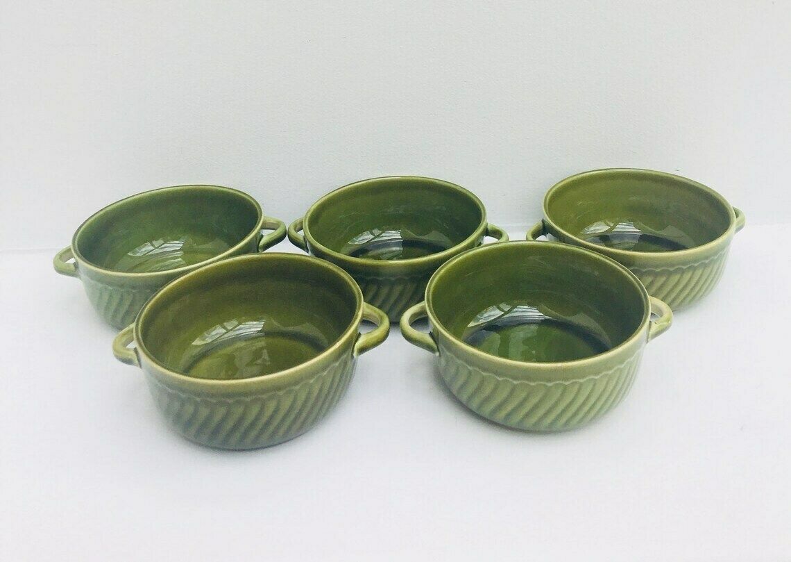 photo furniture Green Soup Bowl Dinnerware Boch, Belgium Trianon With Handles Dishes La Louviere Belgium Trianon Model Green Dinnerware, Belgian Pottery