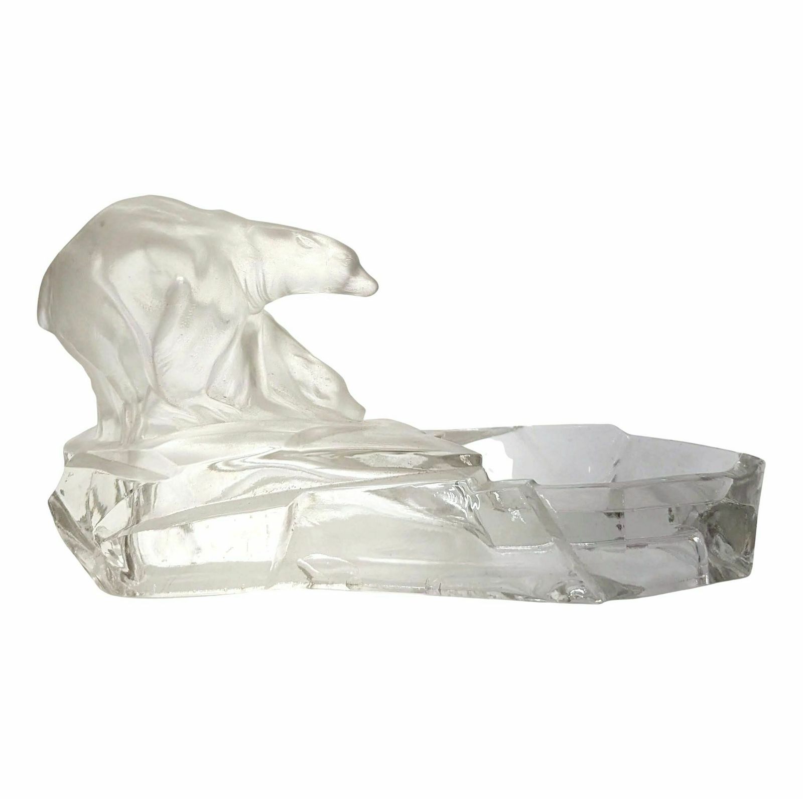 Stylized 1930 Bear Sculpture In Frosted Glass From The 1930s photo for sale