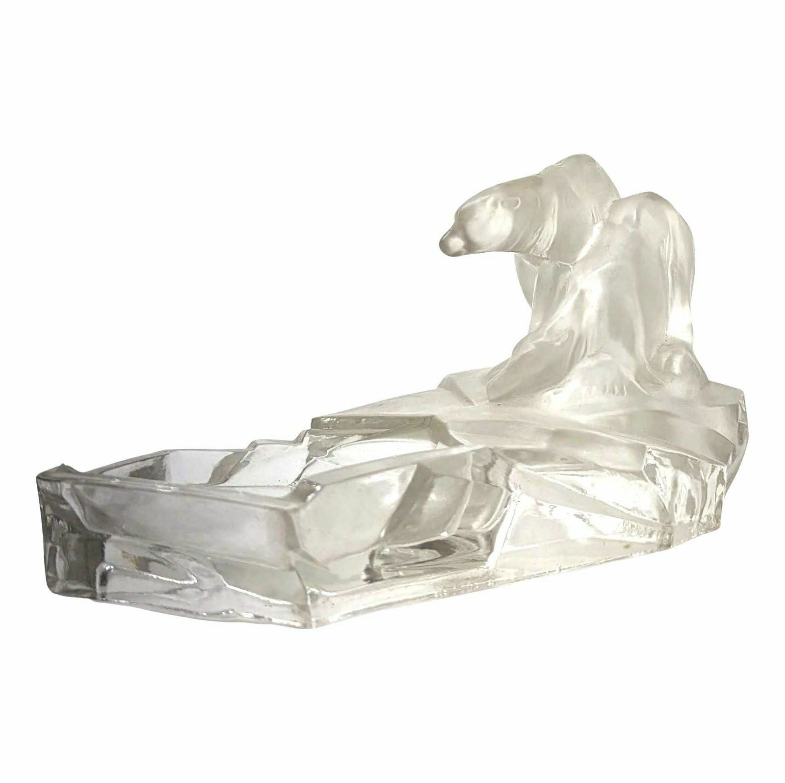 Stylized 1930 Bear Sculpture In Frosted Glass From The 1930s photo 218.0