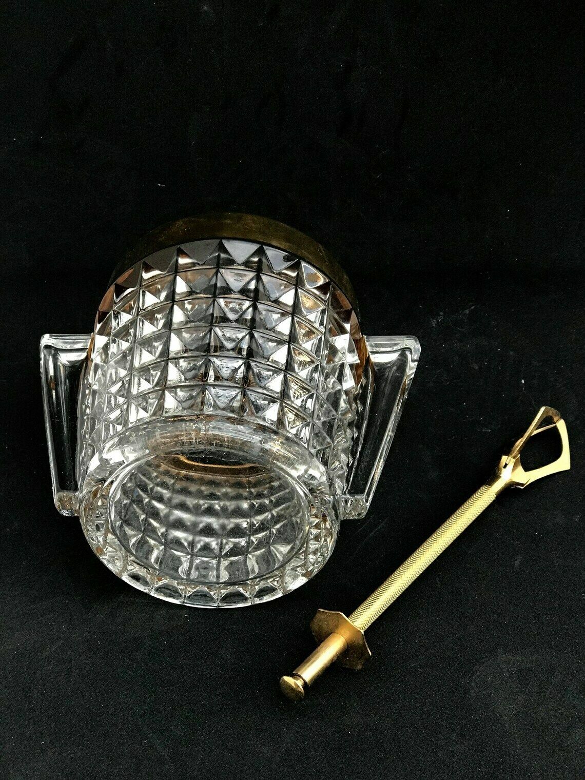 Ice Bucket Heavy Cut Crystal With Handles Mid Century Retro Bar Accessories, Mcm photo 192.0