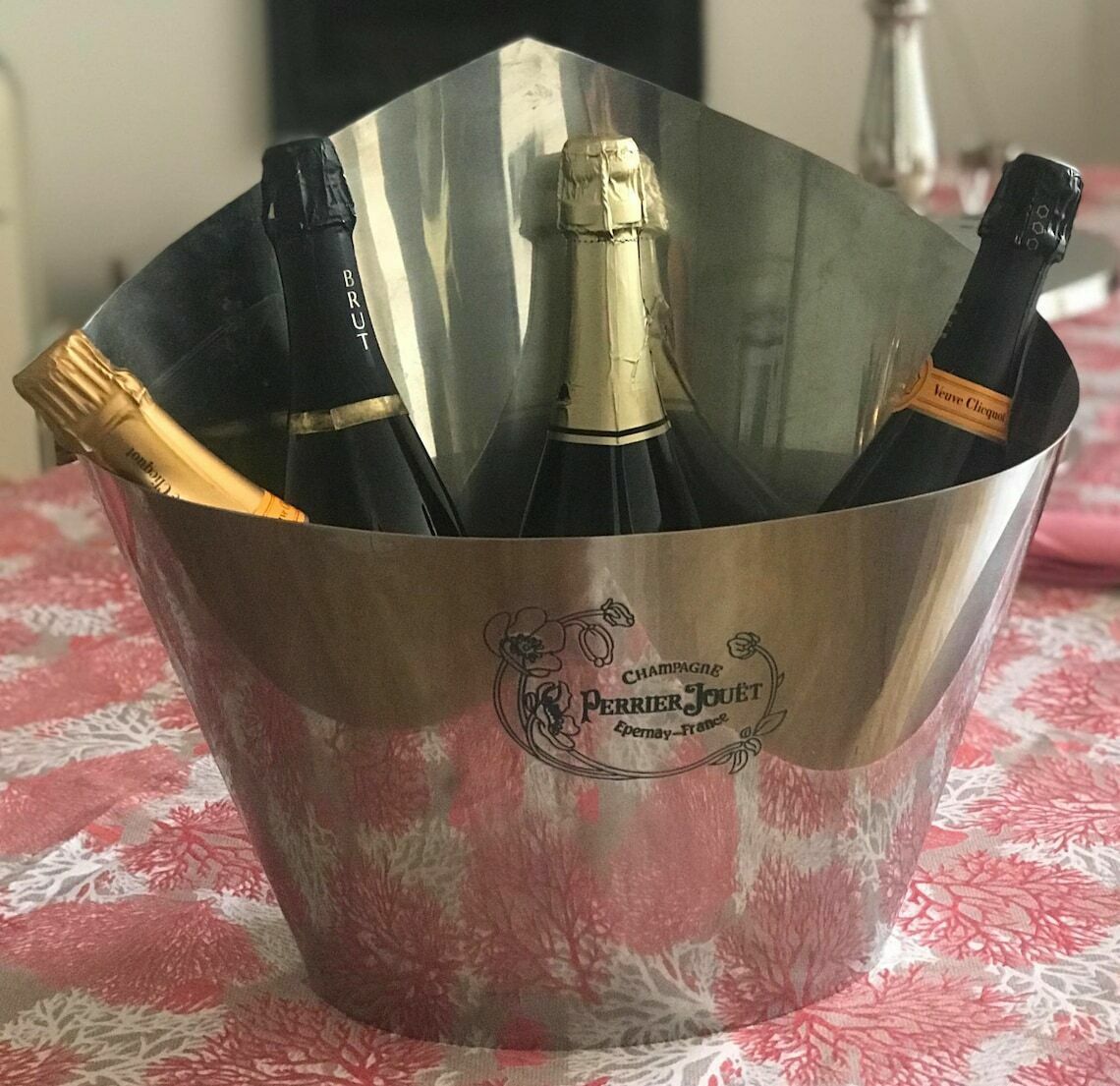 Champagne Ice Bucket Extra Large 4/5 Bottles Perrier Jouet Large Double Magnum Oval Ice Cooler Chilling Bar Decor Gift Garden Party photo vinterior