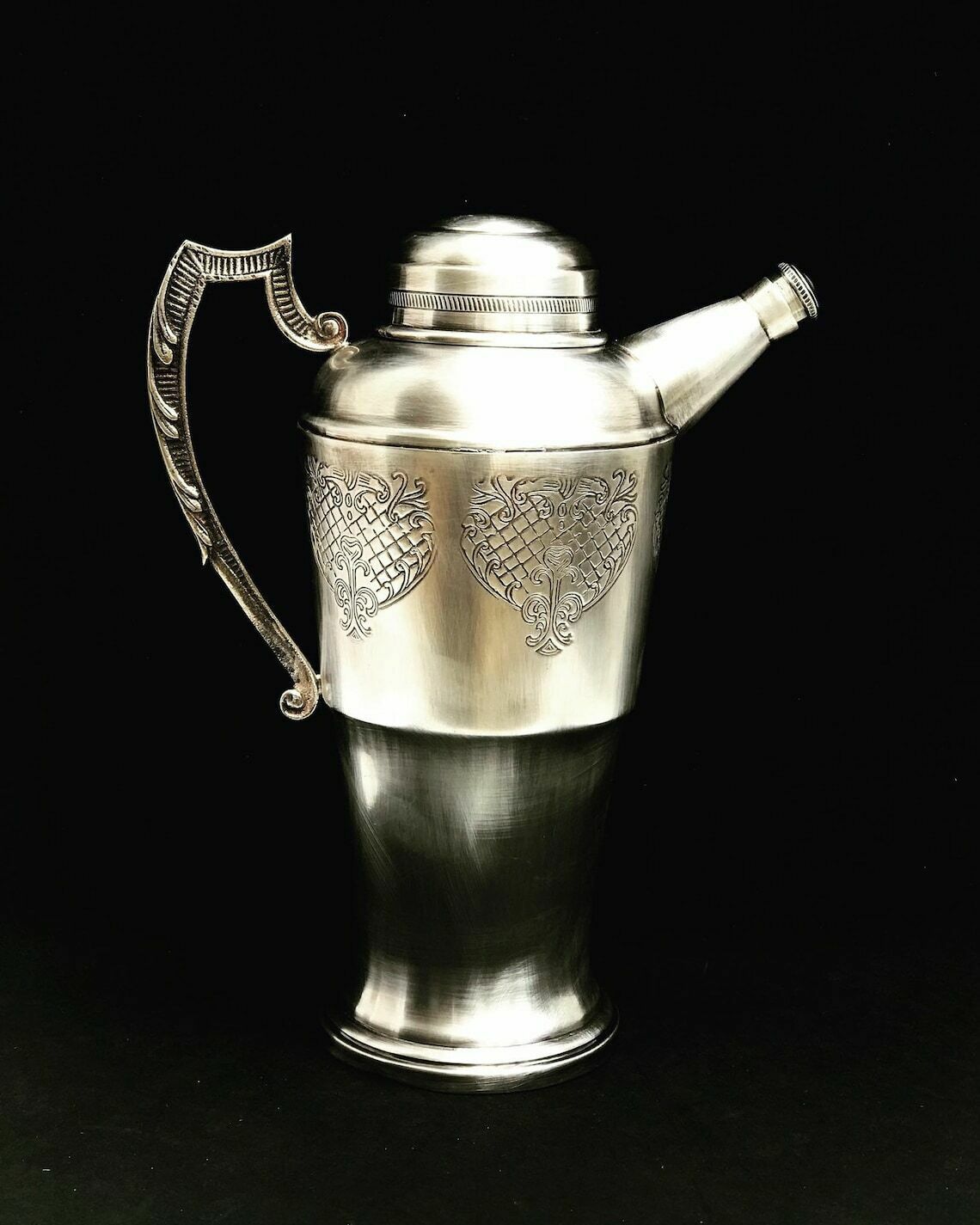 Cocktail Shaker Large Antique Art Prata Silver Plated Martini Shaker 1002 Cocktail Art Deco Mid Century Modern Pitcher Jug Drinks Mixology photo for sale