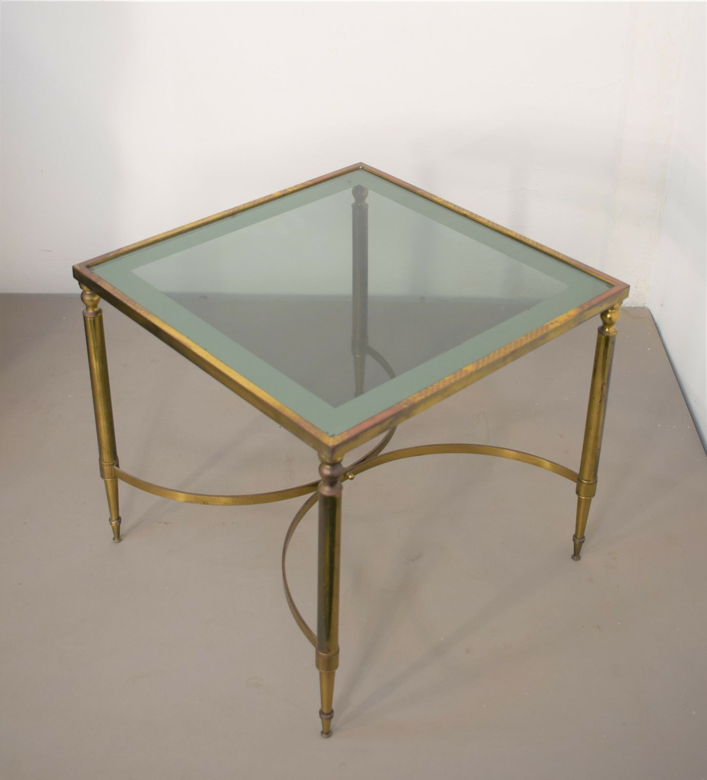 Italian Coffee Table, Brass And Smoked Glass, 1950s photo 250.0