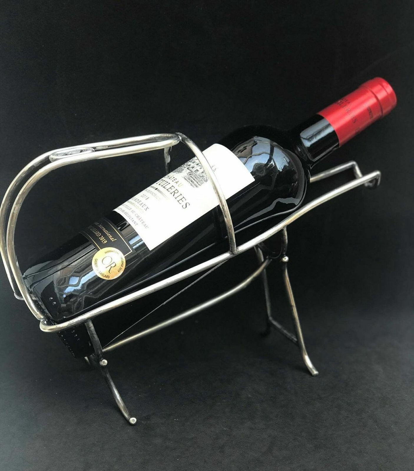 Wine Stand Wine Bottle Holder Made In Belgium Bar Cart Wine Cradle Mid Century, Bar Accessories, Gift For Him , Bar Tools photo furniture