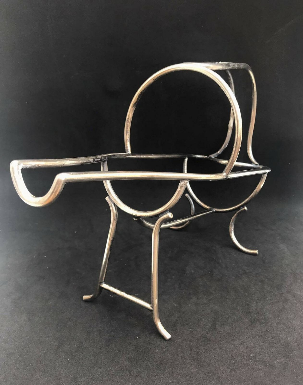 Wine Stand Wine Bottle Holder Made In Belgium Bar Cart Wine Cradle Mid Century, Bar Accessories, Gift For Him , Bar Tools photo for sale