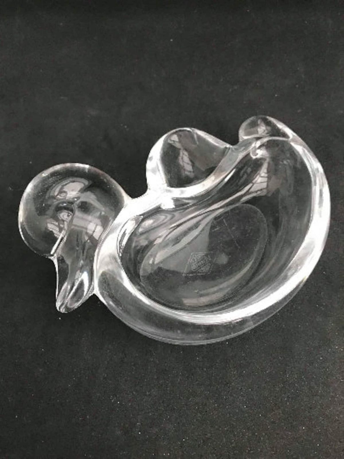 photo for sale Ashtray Paperweight Bowl Duck Bird Shaped Heavy Crystal Cigar Ashtray By Art Vannes France Art Glass Dove Clear Gift For Her Wedding Gift