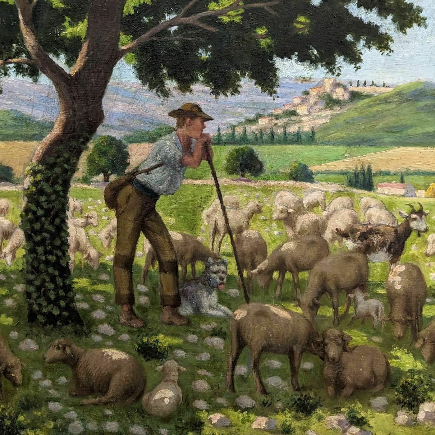 Oil On Canvas Pastoral Scene Provencal School Remy Mayan photo furniture
