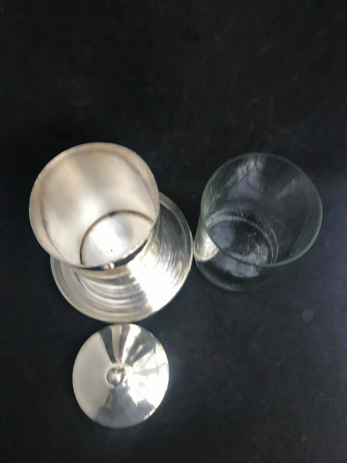 Pickles Jar Silver Plated Glass Insert English 1940s Table Cruet Pickle Jar Caddy Glass Bottle On Stand Wedding Gift For Her Hostess Gift photo for sale