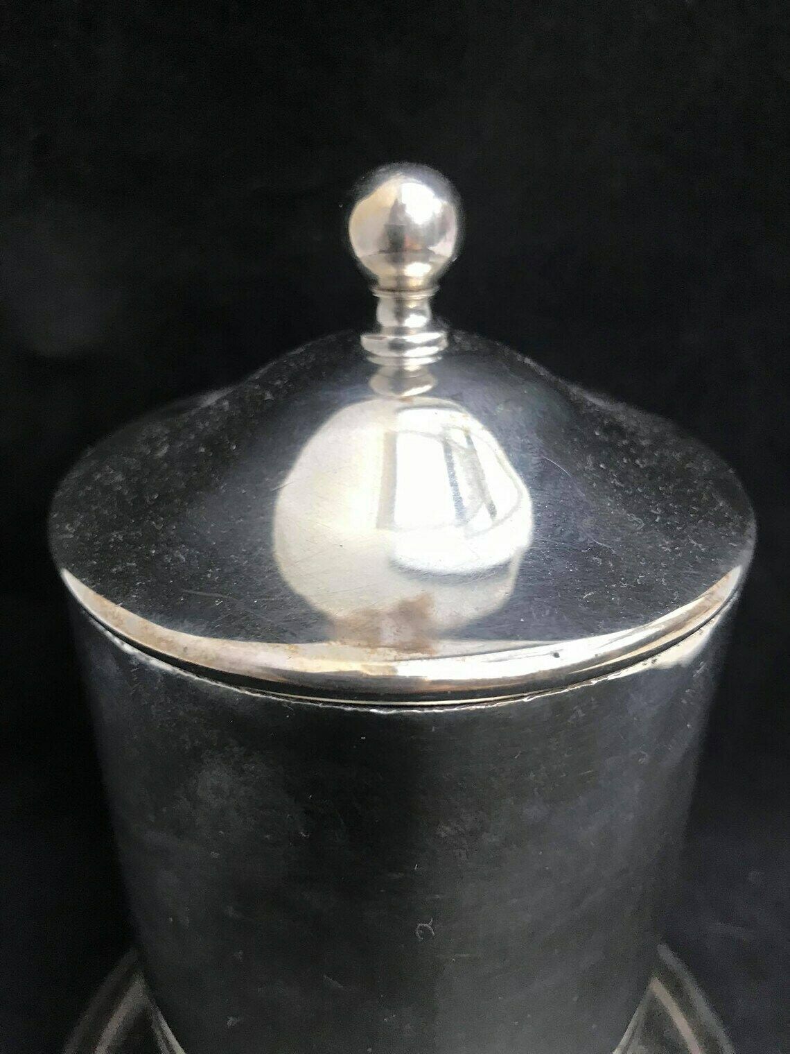 photo for sale Pickles Jar Silver Plated Glass Insert English 1940s Table Cruet Pickle Jar Caddy Glass Bottle On Stand Wedding Gift For Her Hostess Gift