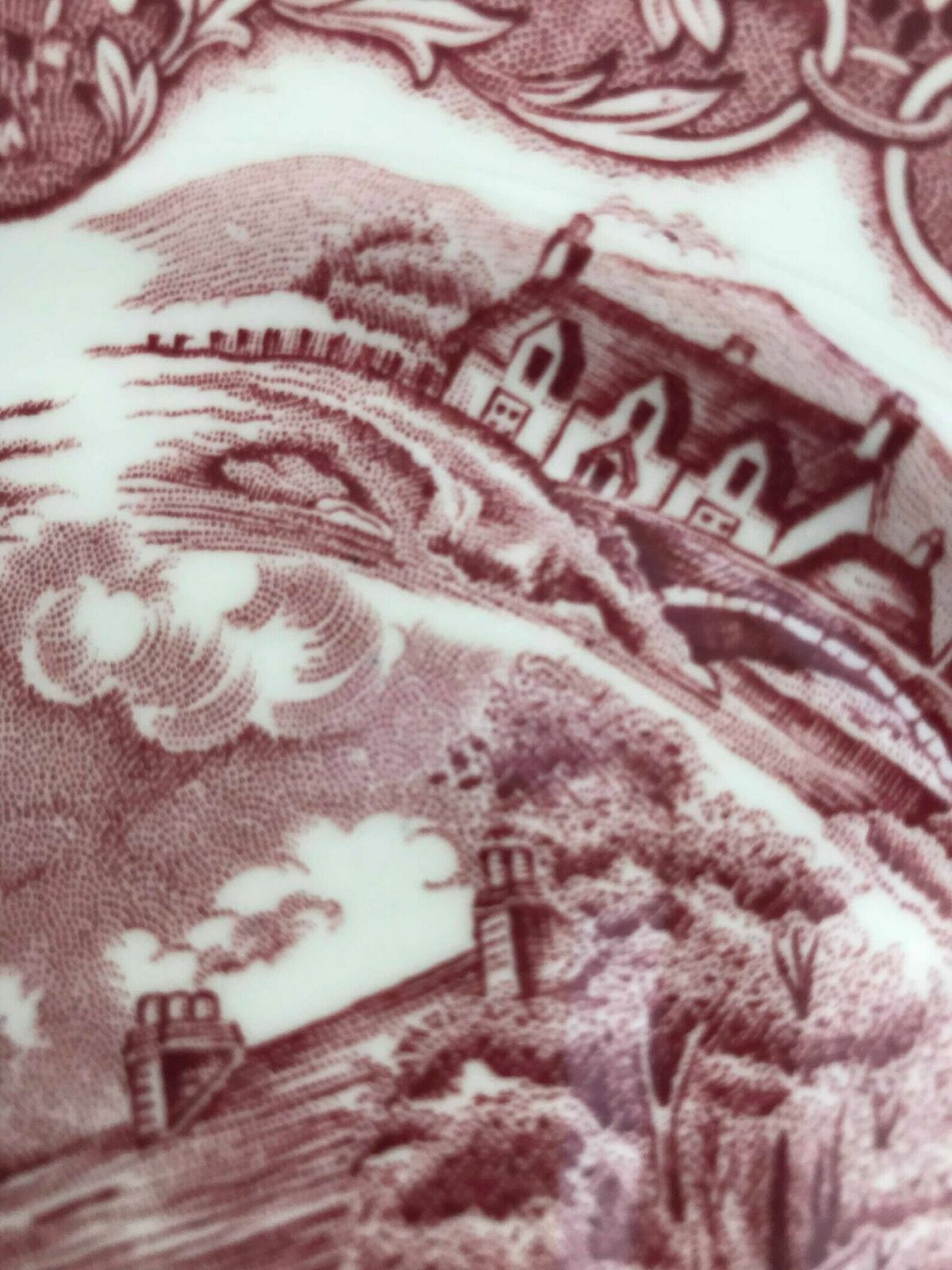 Red Transferware Vintage Grindley English Country Inns Side Plate Salad English Country photo vinterior