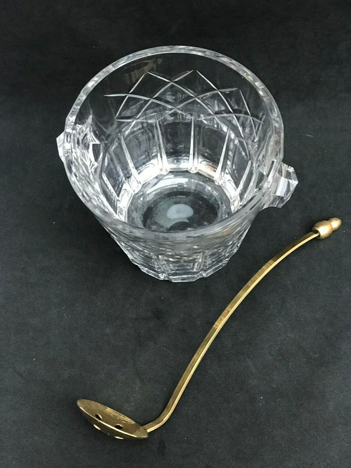 Ijsemmer Vintage Val Saint Lambert Gesigneerd Zwaar Geslepen Kristal 50s. Geslepen, Baraccessoires Mid Century Modern Bar Cocktails Cadeau photo vinterior