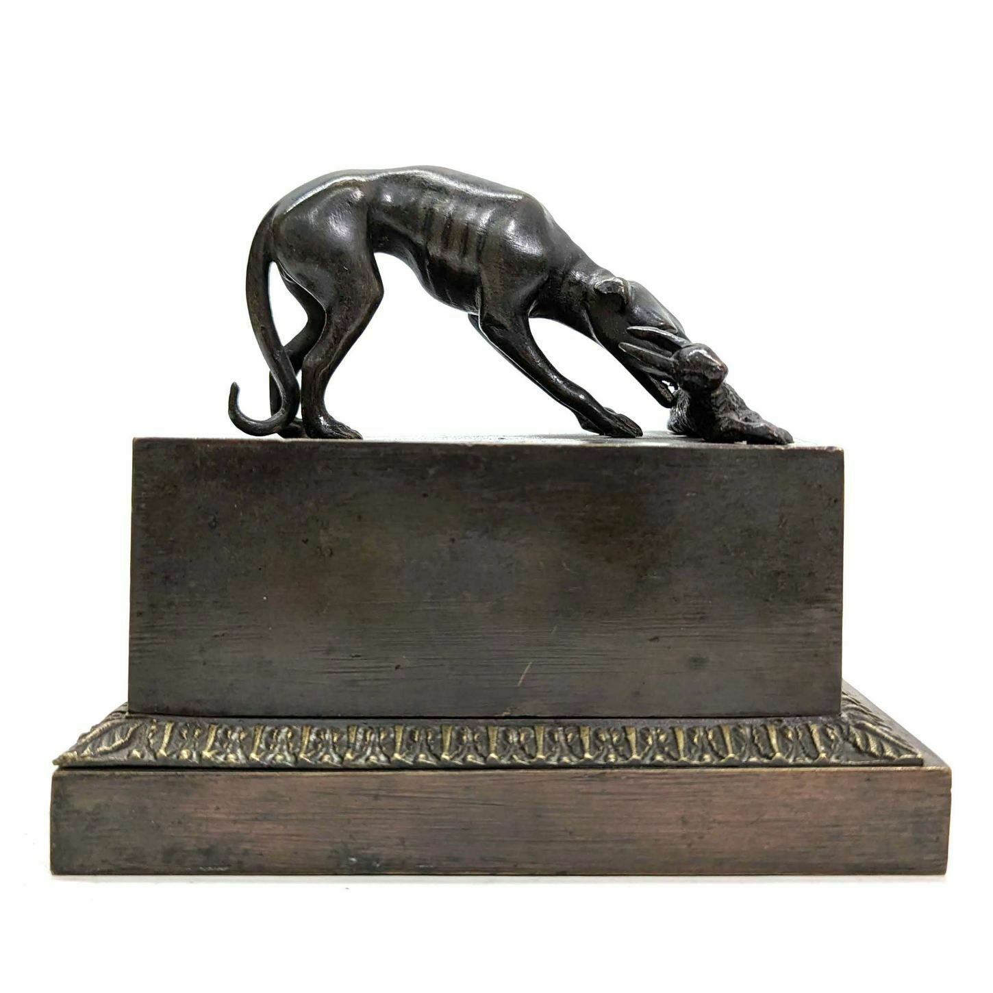 Restoration Inkwell In Bronze Decorated With Hunting Dog And Rabbit photo furniture