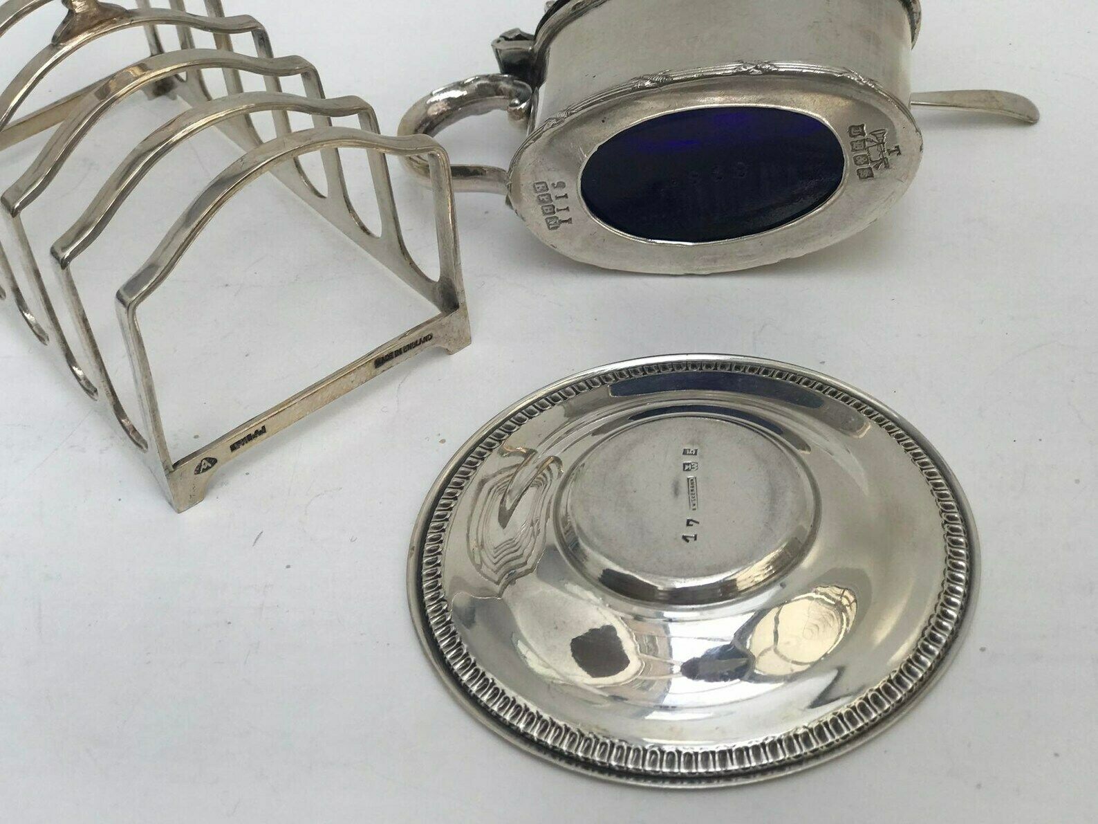 Mosterdpotje, Klein Boterschaaltje En Toastandhouder – Verzilverd Ontbijtservies – Vintage – Toastandhouder – Huwelijkscadeau – Antiek – Engels photo 234.0