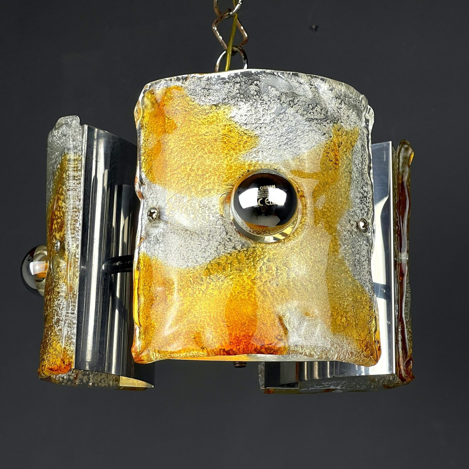 Mid Century Ice Murano Glass Chandelier By Av Mazzega Italy 1970s