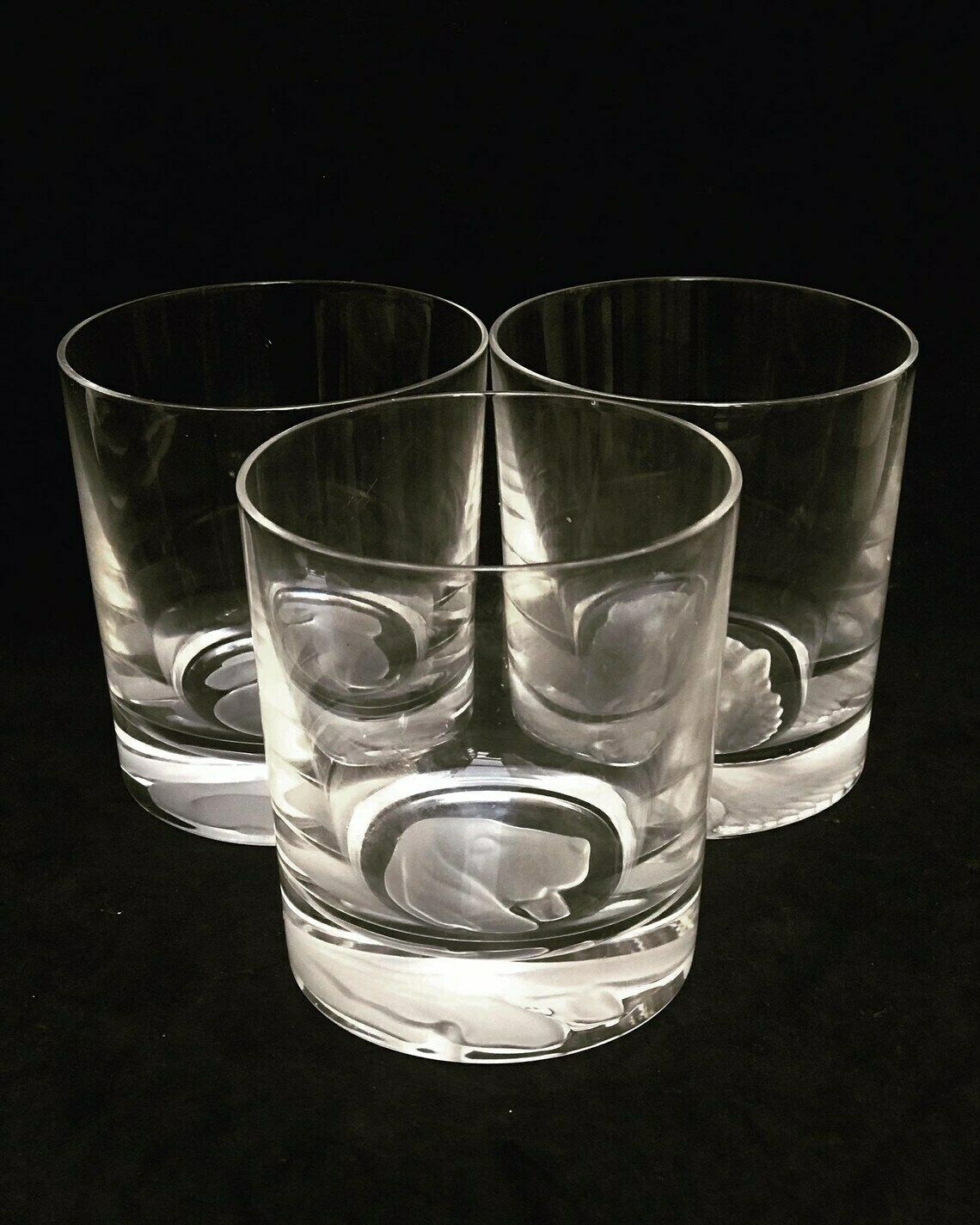 Whiskeyglazenset Van 3 Stuks – Zwaar Kristal, Geblazen Glas, Jachttaferelen Met Intaglio Decoratie, Vintage photo furniture