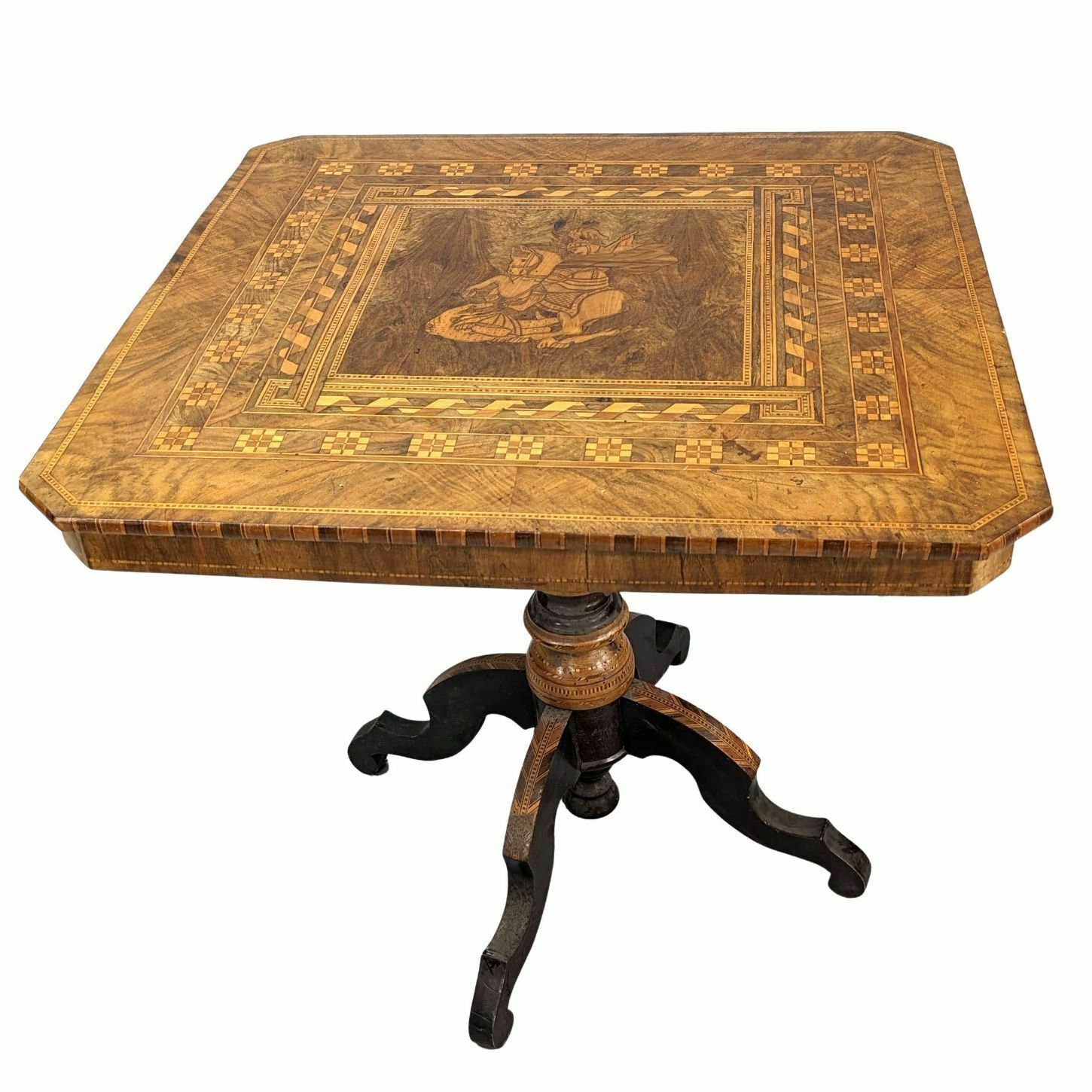 Italian Pedestal Table From Sorrento Richly Inlaid 19th Century photo furniture