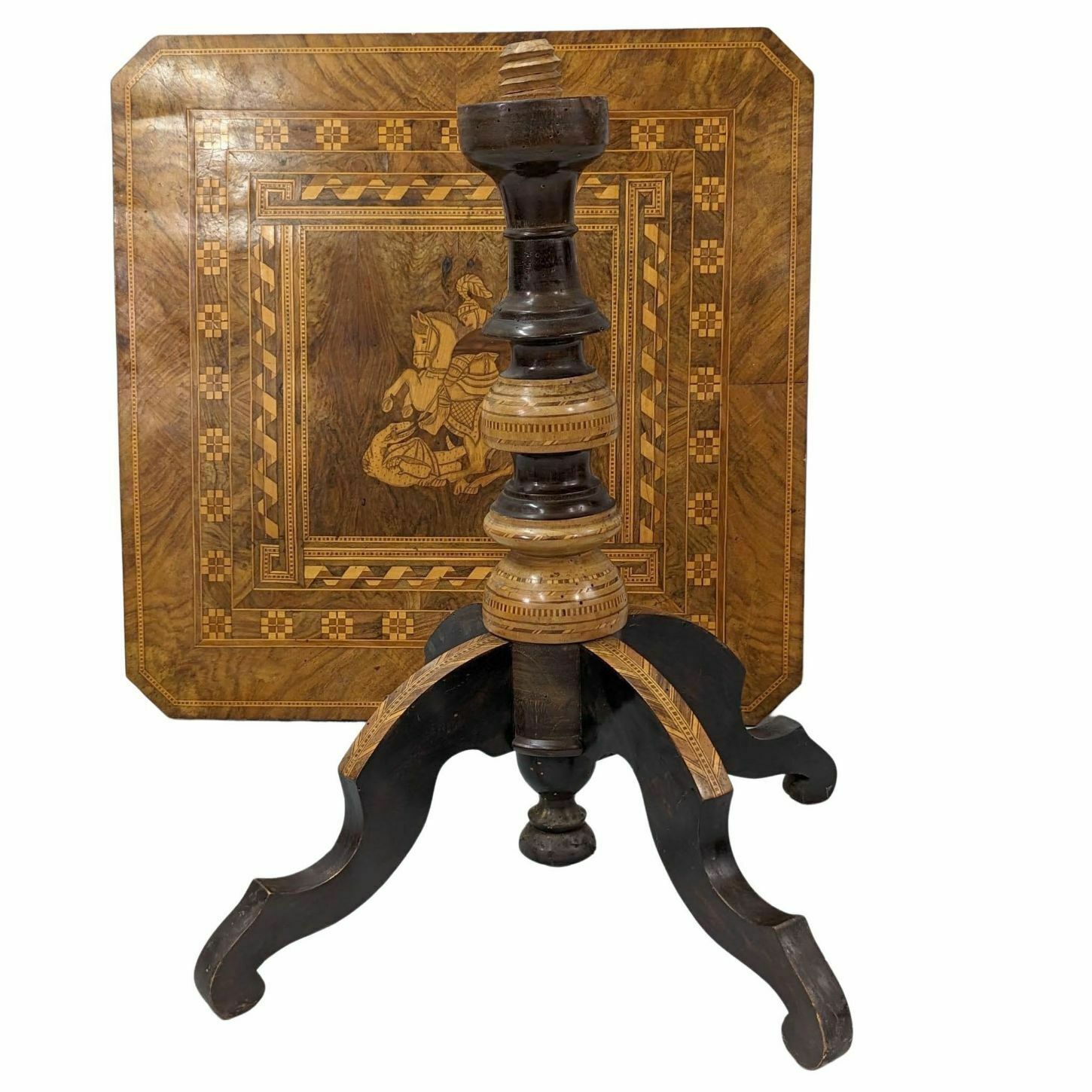 Italian Pedestal Table From Sorrento Richly Inlaid 19th Century photo 1740.0