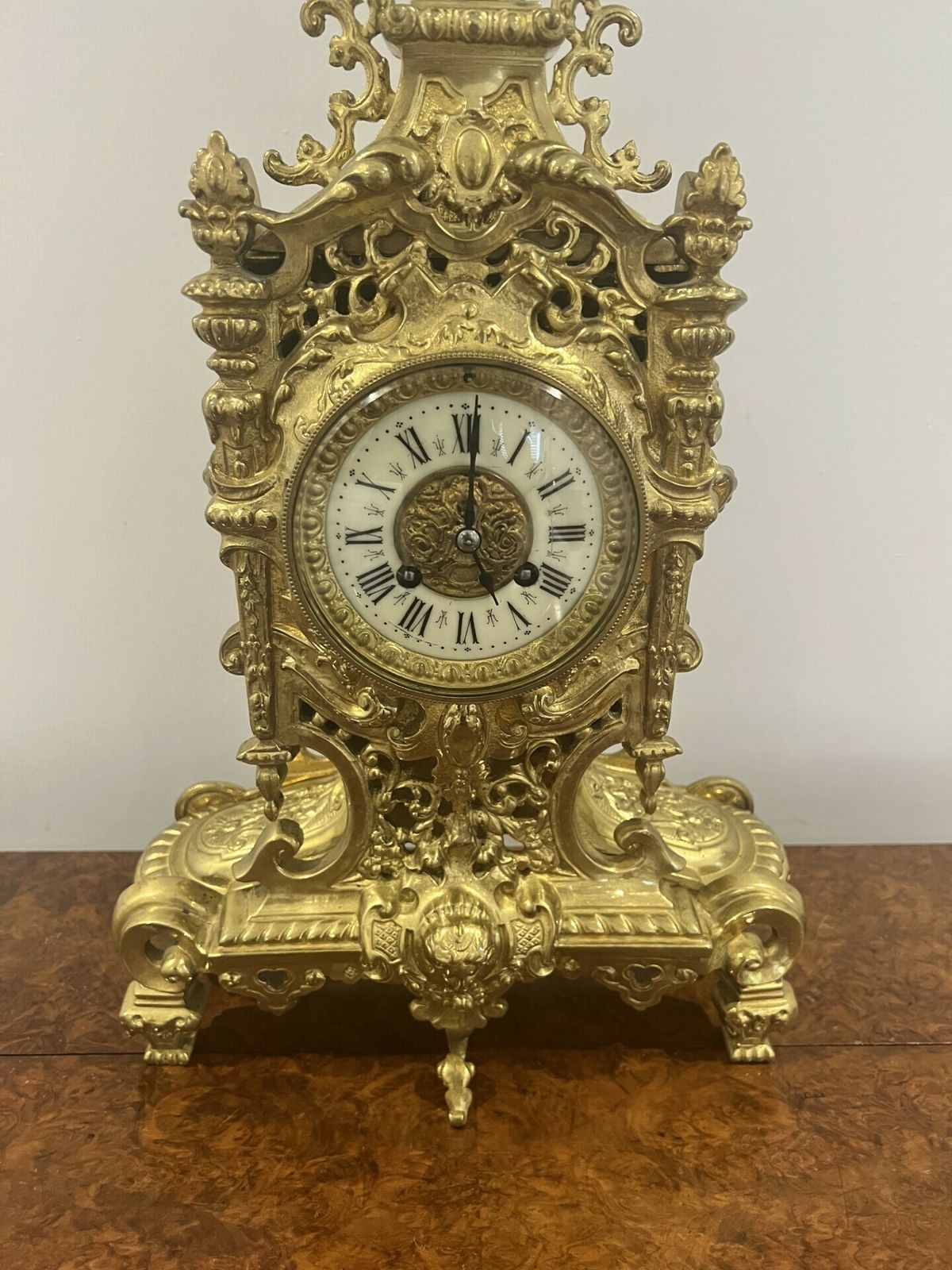 Stunning Quality French Victorian Ornate Brass Clock Garniture photo furniture