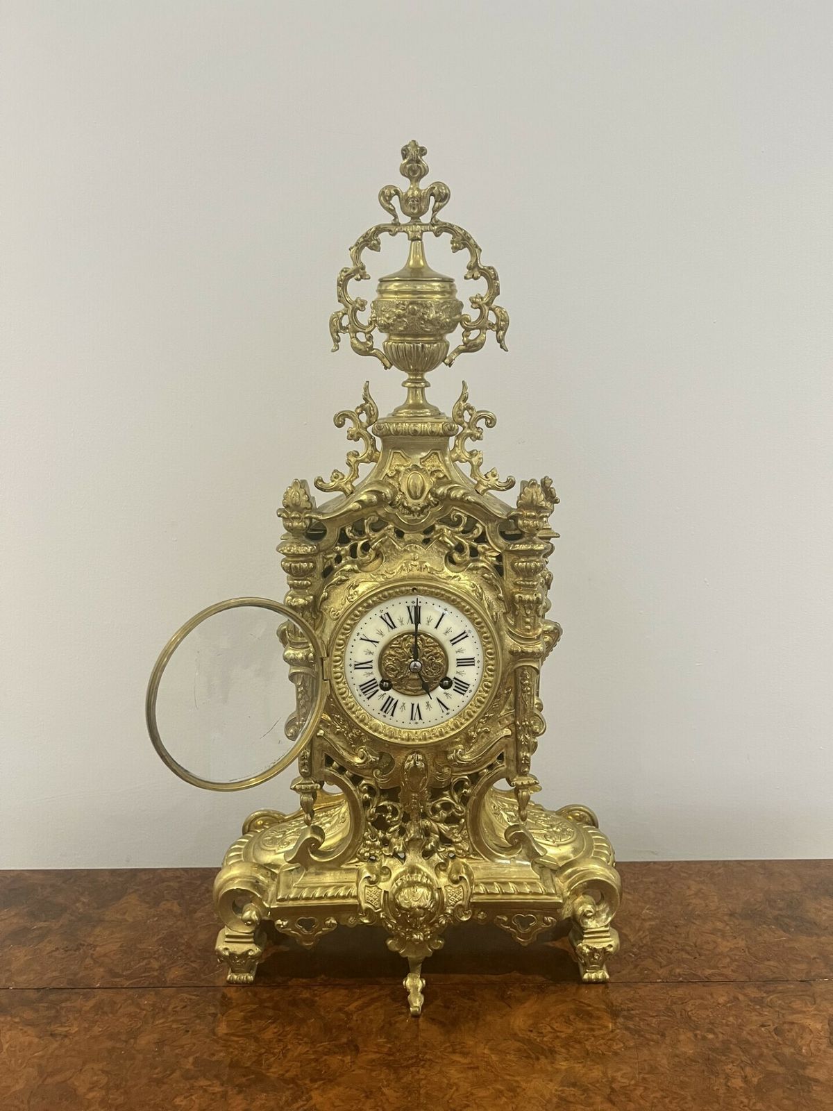 Stunning Quality French Victorian Ornate Brass Clock Garniture photo for sale
