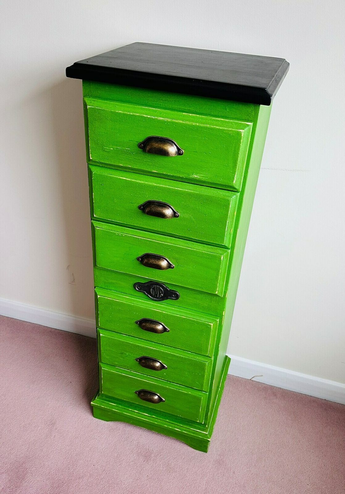 Emerald Green Tallboy – Upcycled Train Rail Railway photo vinterior