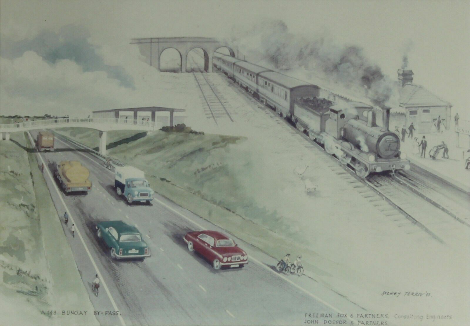 Print Of A Watercolour By Sidney Ferris Proposed A143 Bungay By Pass From 1983 photo furniture