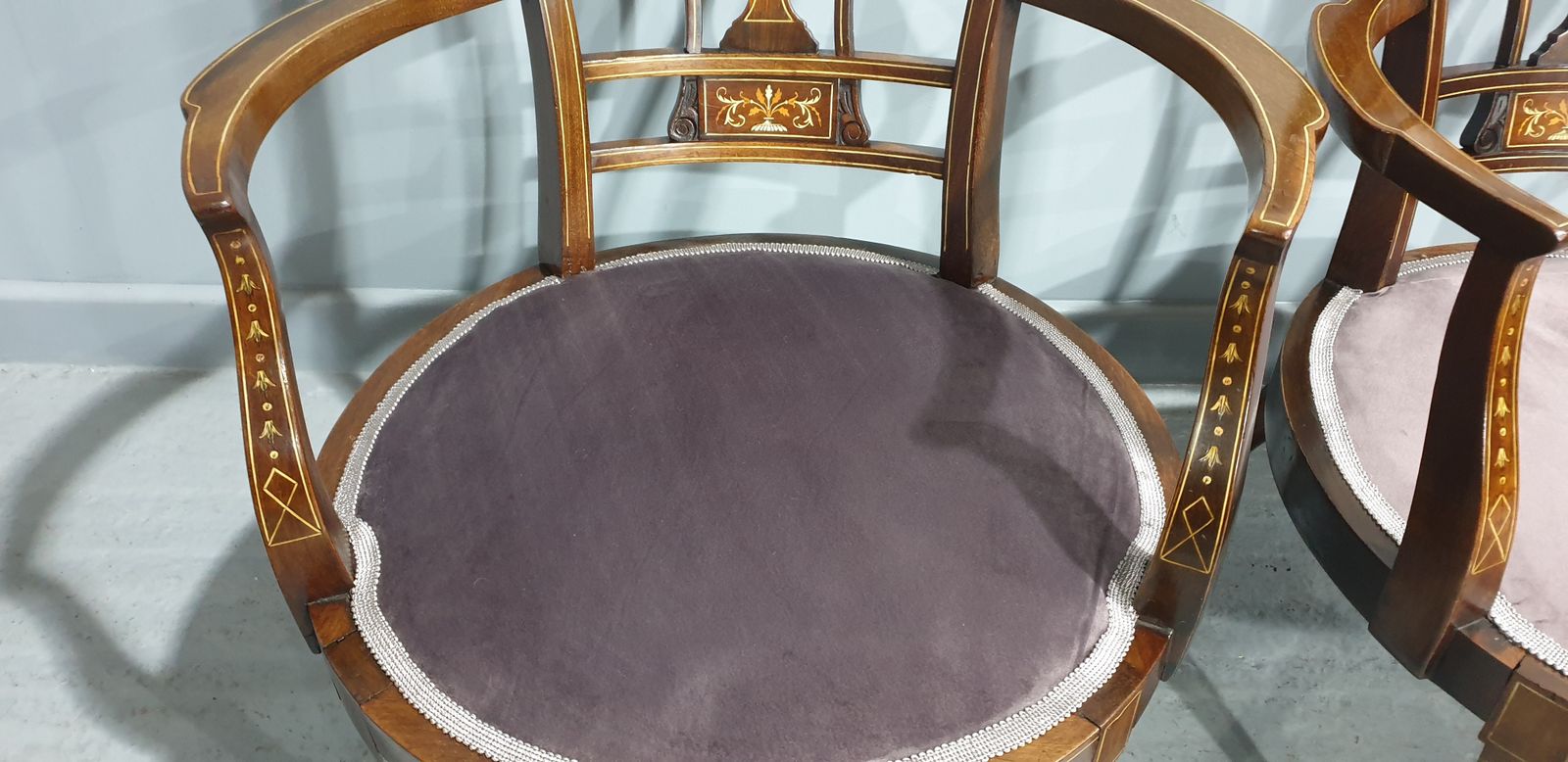 Lovely Pair Inlaid Mahogany Tub Chairs photo 595.0