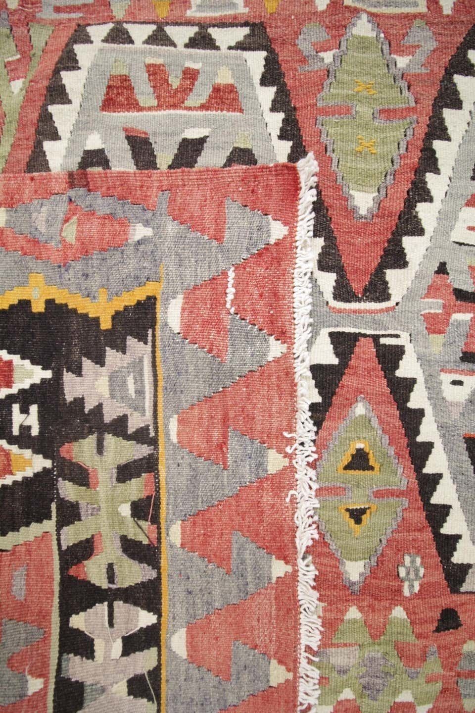 Antique Rugs Wool Kilim Area Rug Handmade Flat Carpet Rust Wool Rug photo 3400.0