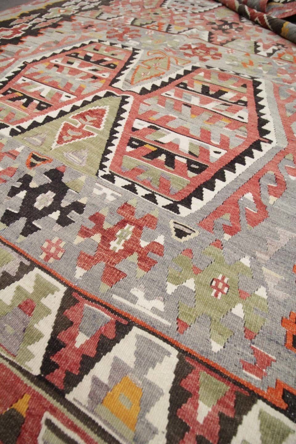 photo for sale Antique Rugs Wool Kilim Area Rug Handmade Flat Carpet Rust Wool Rug