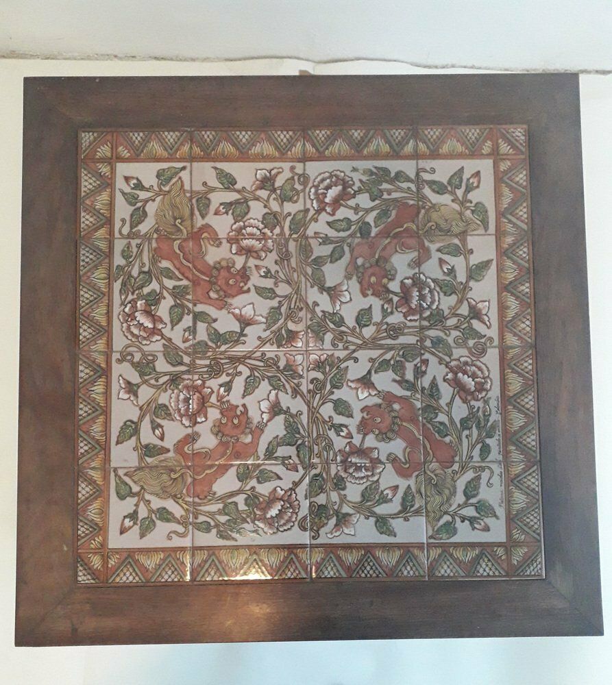 Handgeschilderde keramieken salontafel van Paterna Majolica Dart, jaren 1970 photo furniture