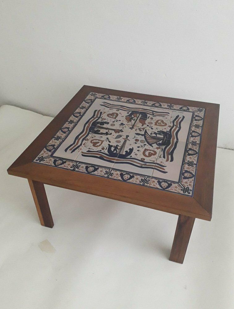 Hand Painted Ceramic Coffee Table From Paterna Majolica Dart, 1970s