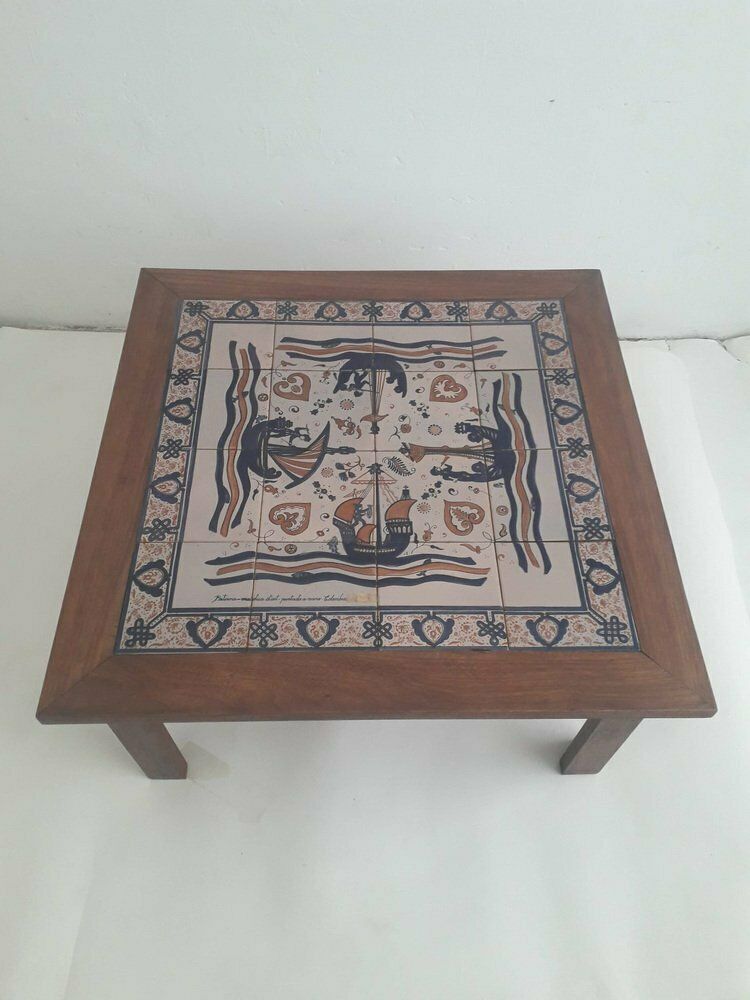 Hand Painted Ceramic Coffee Table From Paterna Majolica Dart, 1970s photo furniture