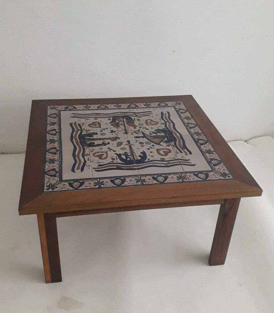 Hand Painted Ceramic Coffee Table From Paterna Majolica Dart, 1970s photo for sale