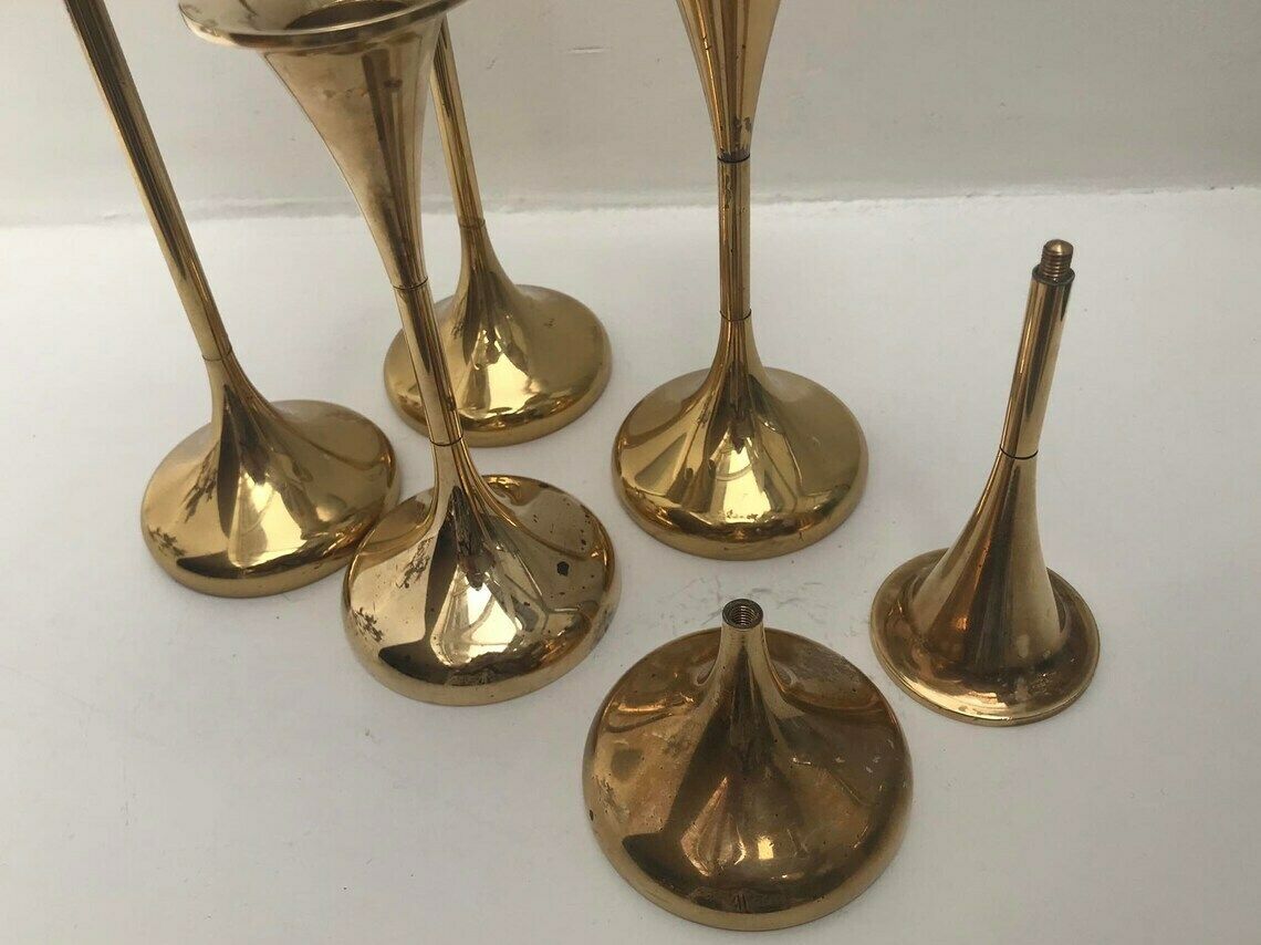 Danish Candle Holder Set 5 Golden Decor Mid Century Holiday Table Decor Season Decor Nordic Modern Danish Design Gift For Her Wedding Gift photo Home Decor