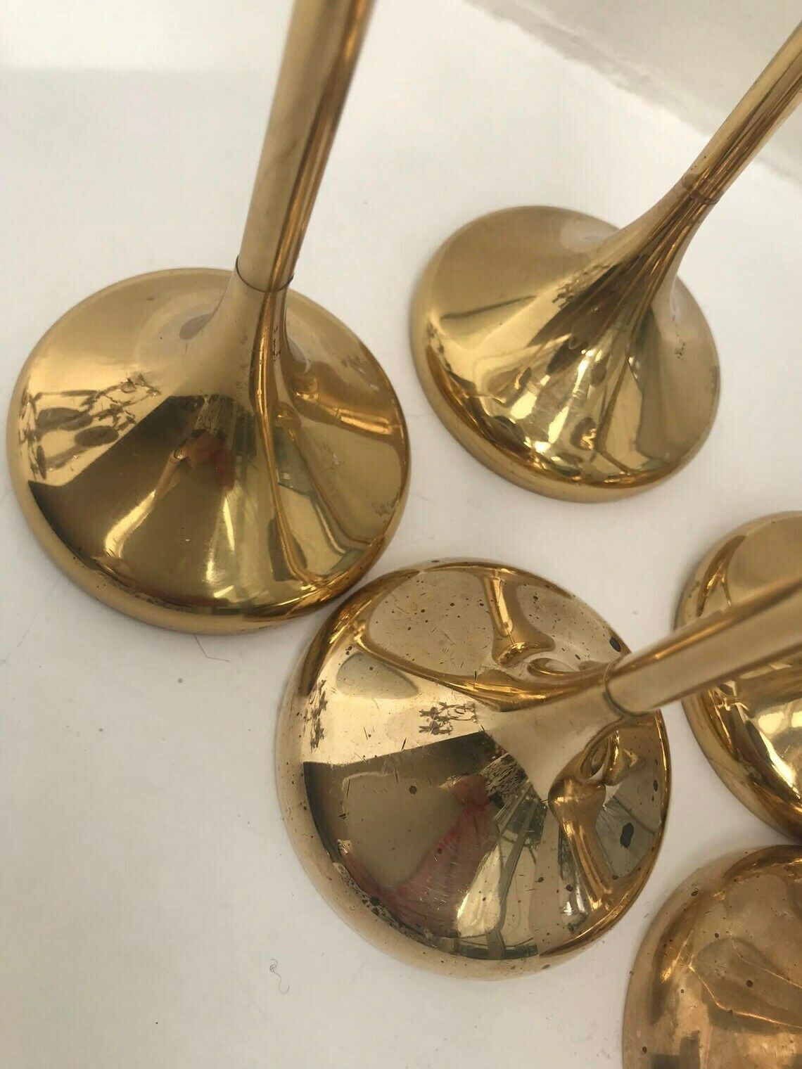 Deens Kaarsenhouder Set Van 5 | Goudkleurig | Mid Century | Tafel Decoratie | Nordic Modern | Deens Design | Cadeau photo vintage