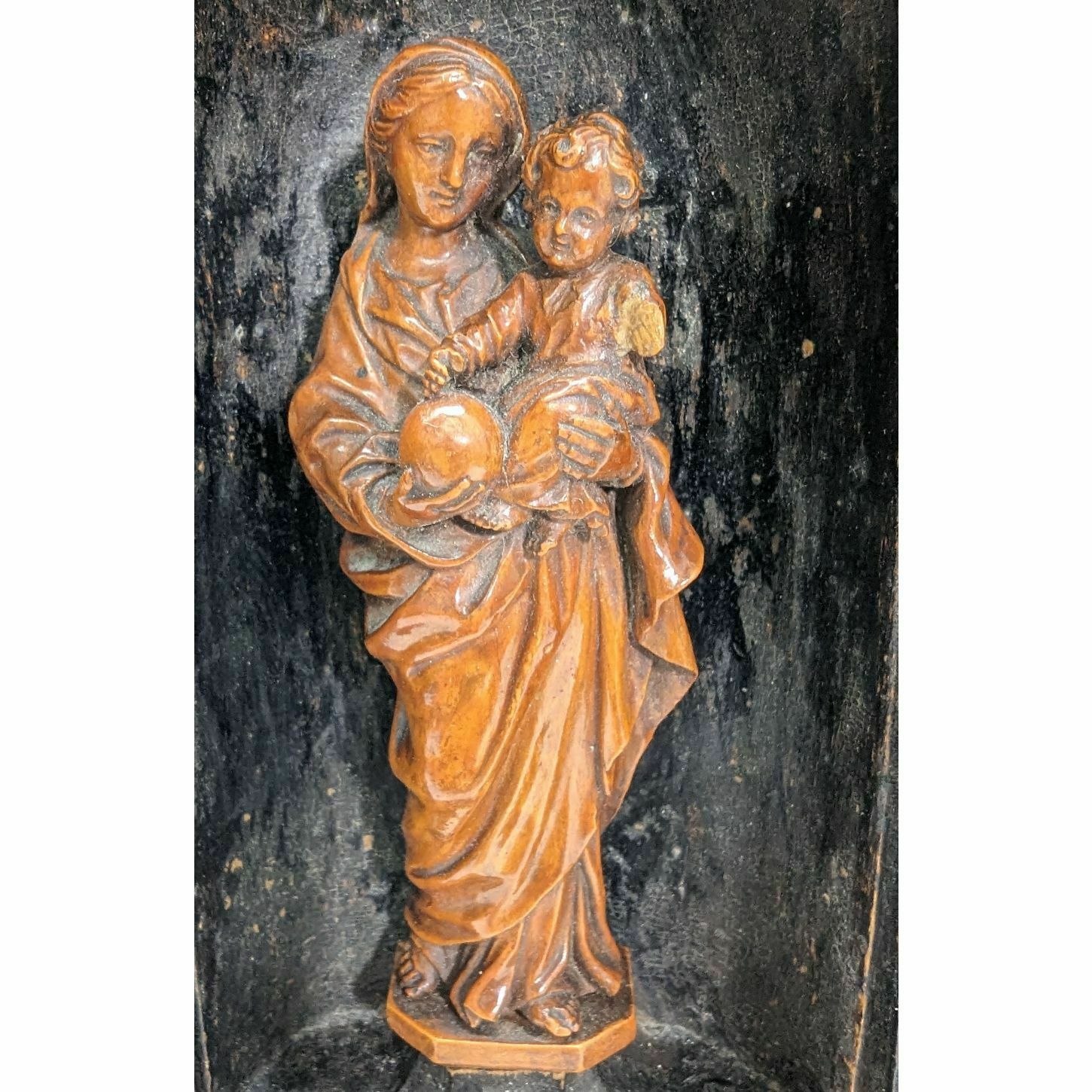 Madonna And Child In 18th Century Boxwood In Her Altar photo furniture