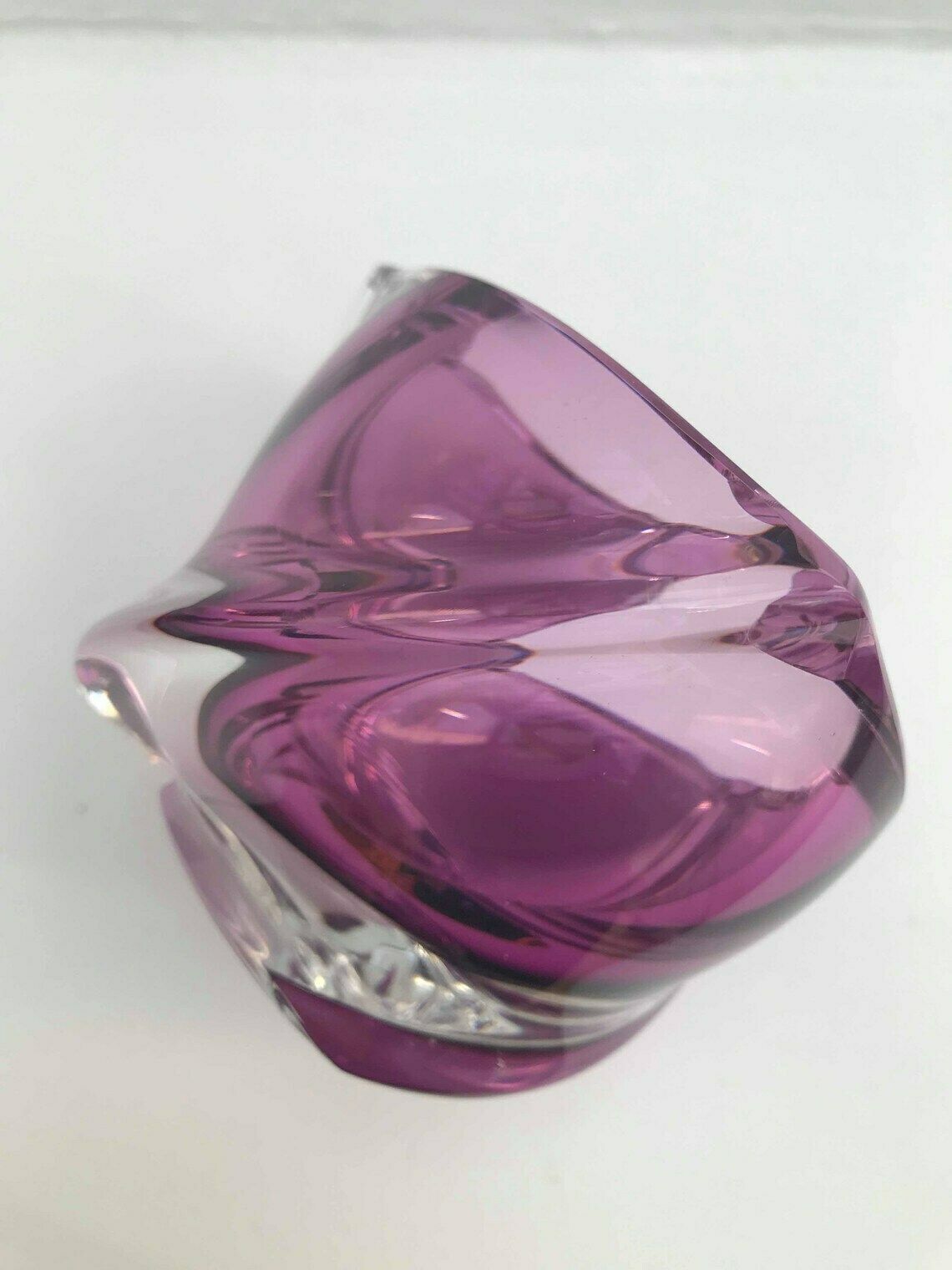 photo furniture Crystal Ashtray Val Saint Lambert Blown Purple Violet And Clear Crystal Paper Weight Desk Accessories Ornament Gift Collector