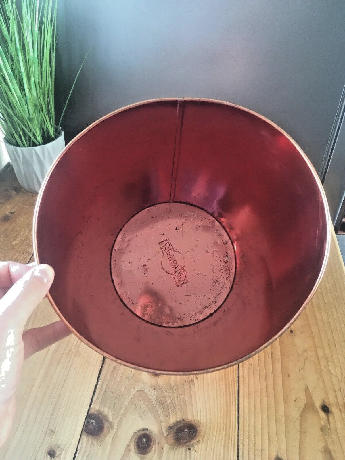 Home Decor Retro 60's Beverley Copper Floral Flower Power Tin Waste Paper Bin Regency Ware photo