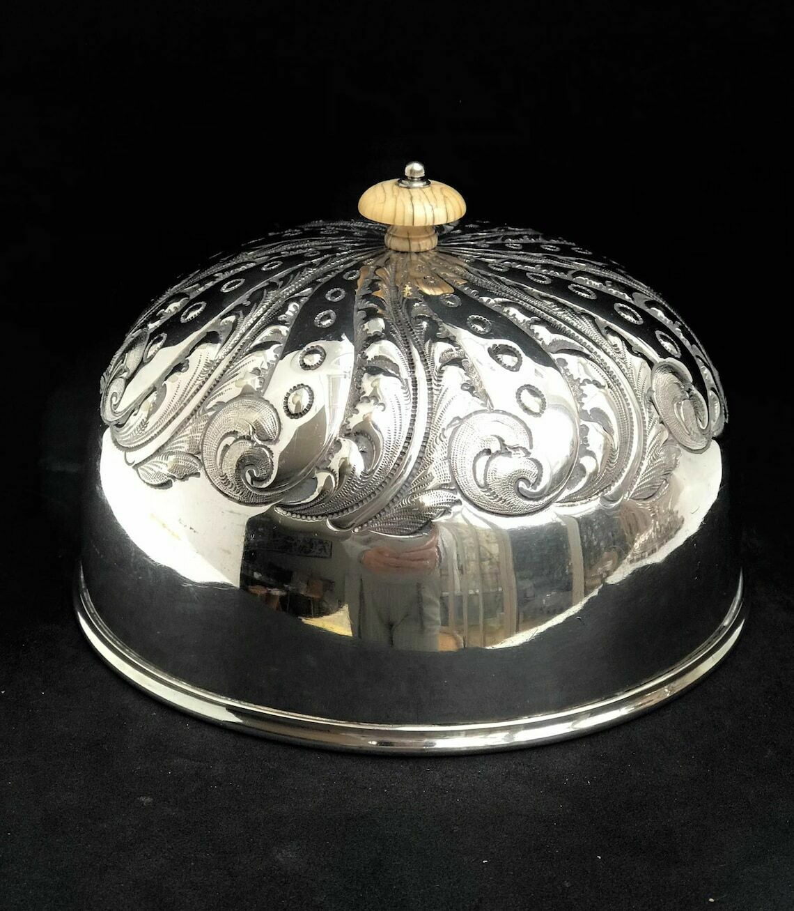 Victorian Silver Plate Cheese Dome Covered Butter Large Antique 1890 Collector Wedding Gift Farmhouse Kitchen British Breakfast Holiday photo for sale