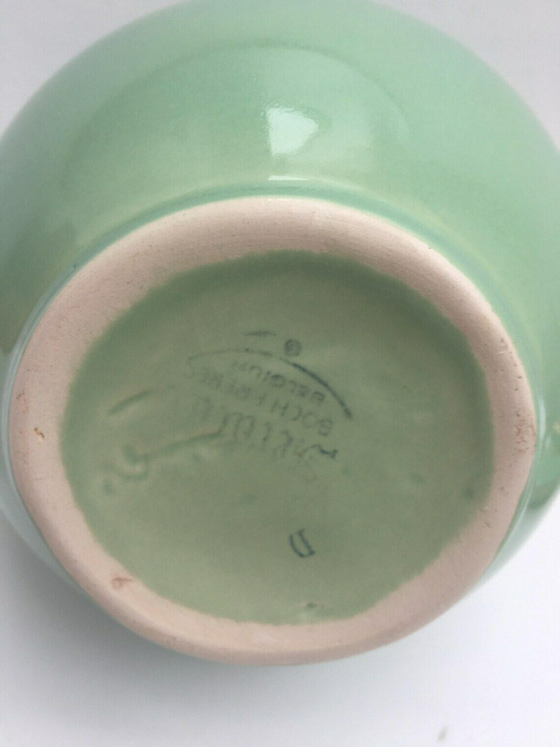 Cafetière vert pastel, anse dorée, théière Boch Frères Keralux Belgium Expo 58, vert menthe or 24 K Boch Seduction 1958 Belgian Pottery photo vintage