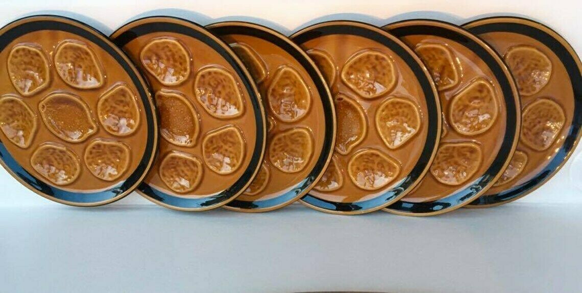 6 Ceramic Oysters Plates Niderviller Earthenware From The 50s Oyster Plate Oyster Dish Collector Oyster Collection Wedding Gift, Gift Woman photo furniture