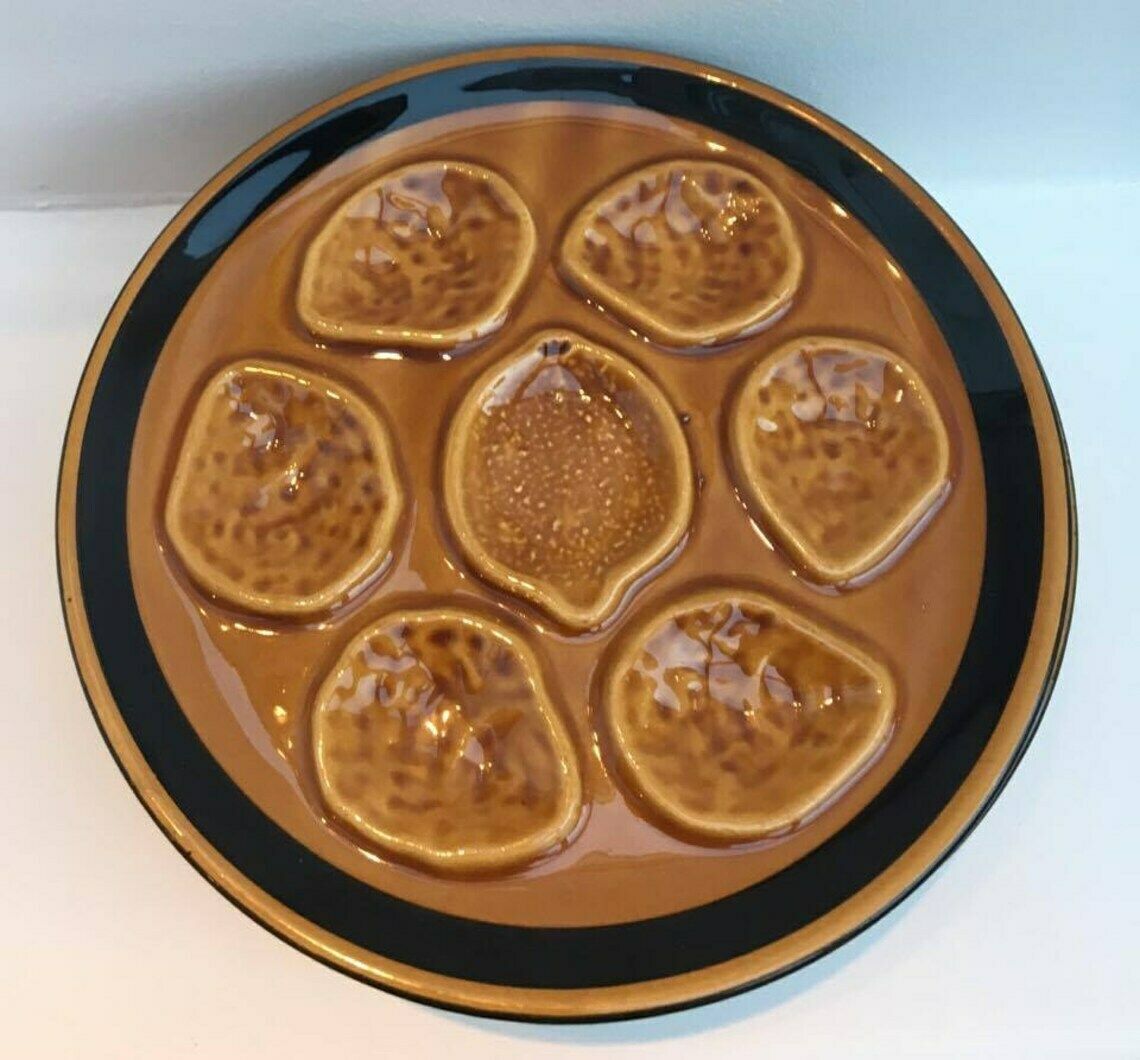 6 Ceramic Oysters Plates Niderviller Earthenware From The 50s Oyster Plate Oyster Dish Collector Oyster Collection Wedding Gift, Gift Woman photo 230.0