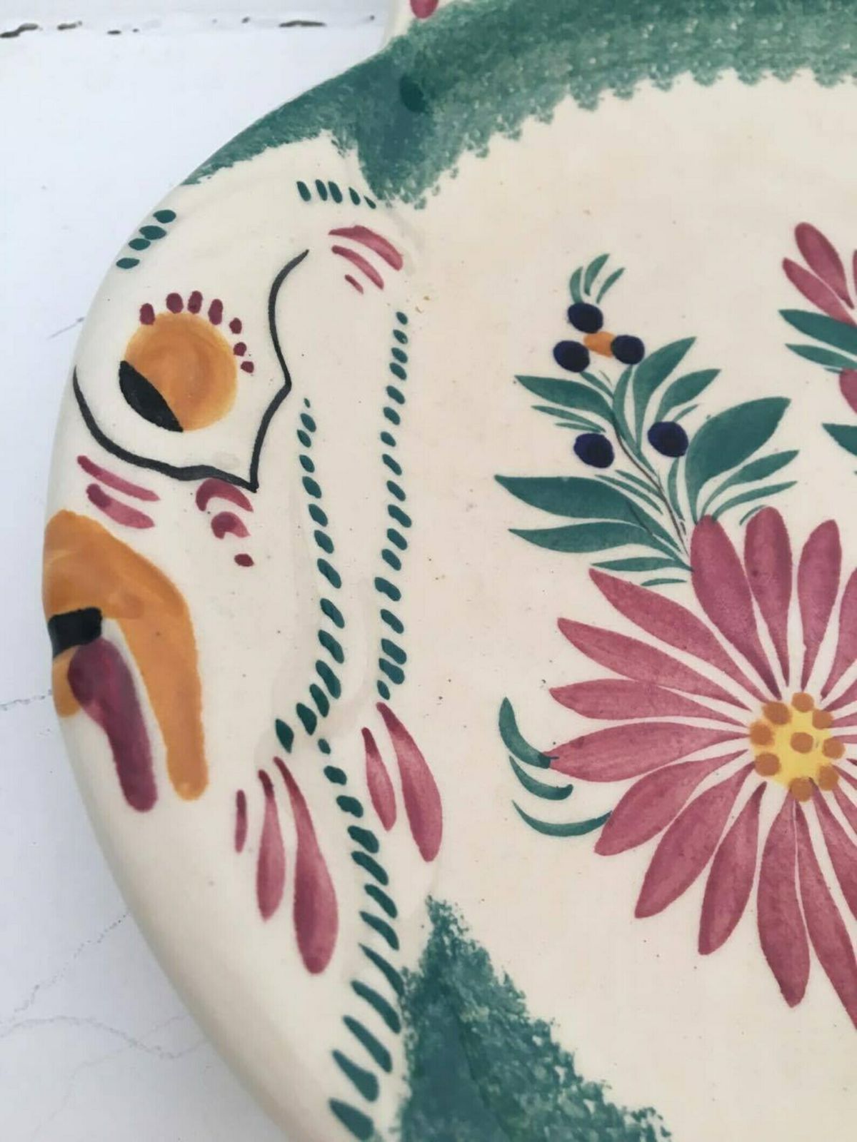 Fish Shaped Plate Signed Hb Quimper Locronan Antique French Vintage Pottery Old French Plate, Fish Plate, French China, Vintage photo Home Decor