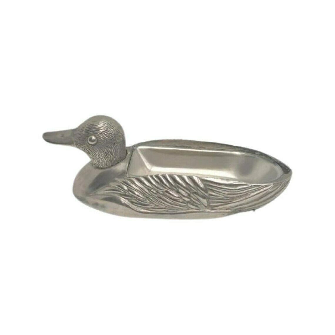 Butter Dish With Lid, Pâté Dish Plate, Duck Shaped Silver Metal Vintage 1.950 Kg, 1960s Lunch Table, Wedding Gift, Country Side Table