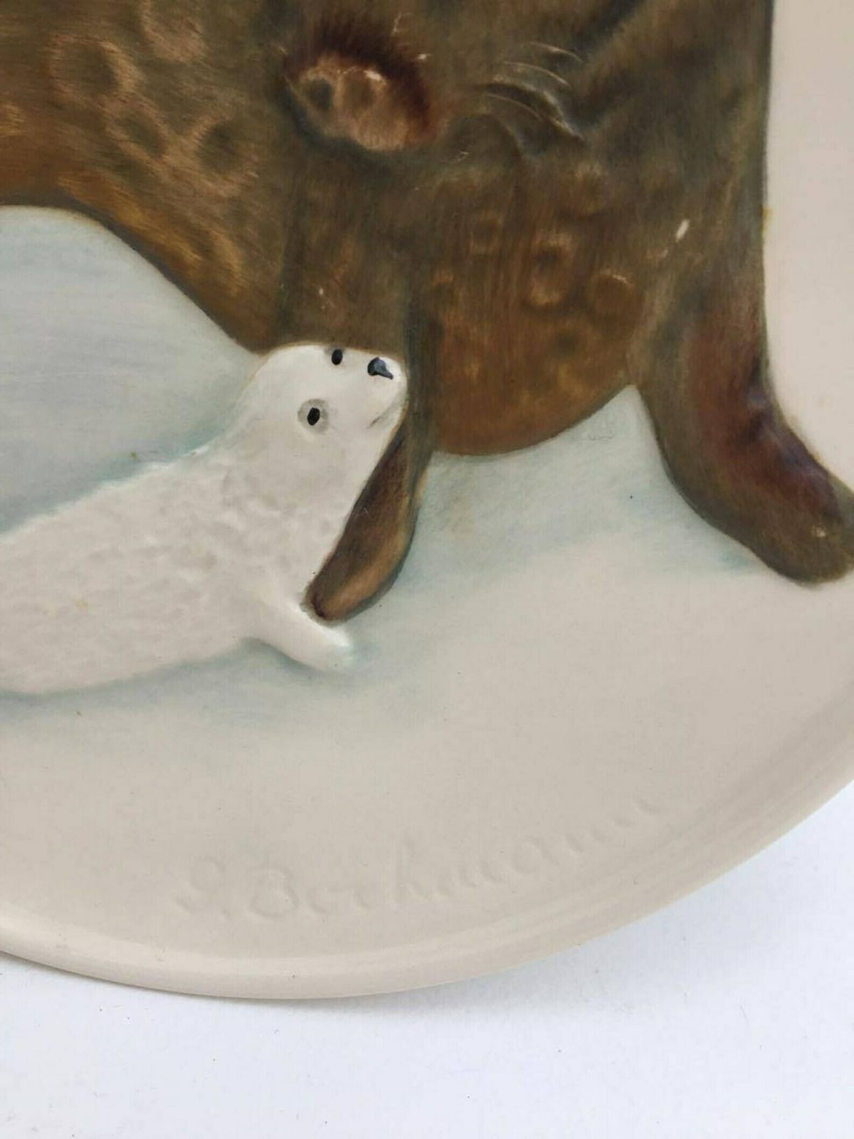 Goebel Decoratief Bord W Germany Seal Pup Plate 1981 7e Editie Mothers Series Houten Lijst, Zeehonden Zonder Doos In Mother's Day Plate Collector photo 88.0