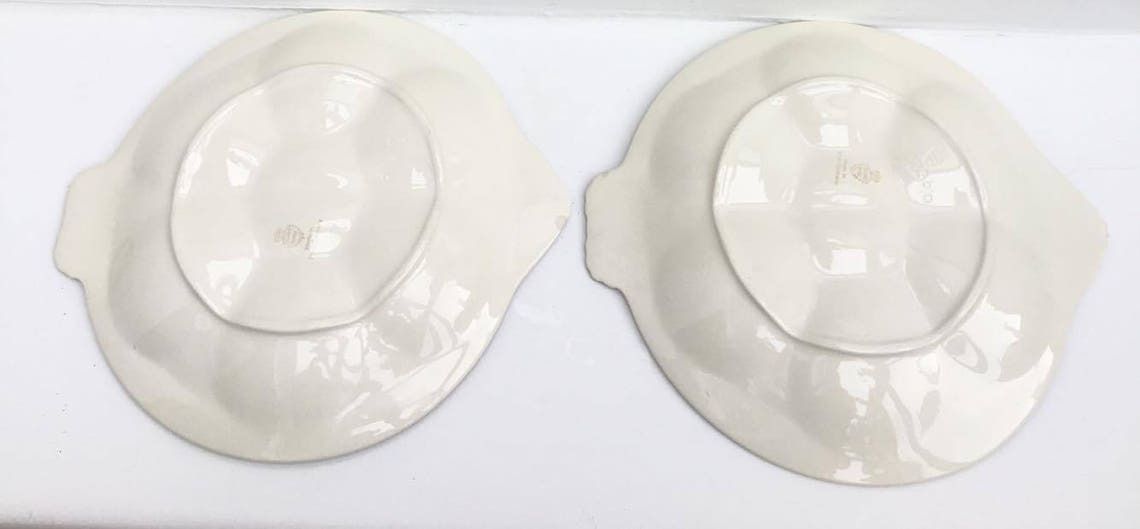 photo for sale 6 Oyster Plates Fish Shaped Plate Vintage West Germany, Waechtersbach Pottery, Fish Plates, Grey Hand Painted, Seafood Beach 6 Oyster Forks