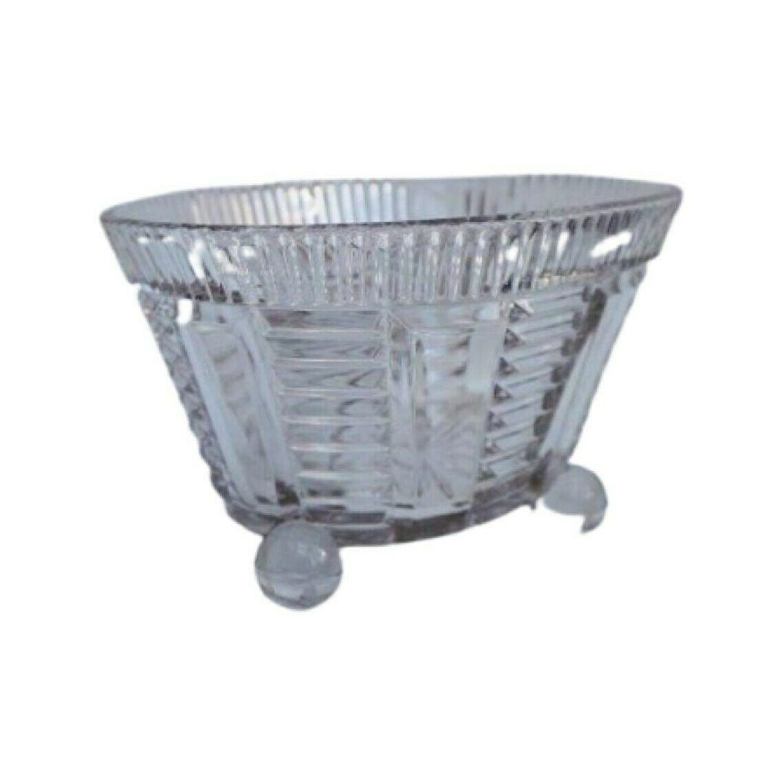 Vintage Footed Pressed Glass Fruits Bowl Art Deco Bowl 1930's Geometric Shape Fruit Bowl photo Home Decor